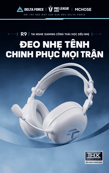 Tai nghe gaming không dây MCHOSE R9 – Siêu nhẹ 235g, Driver 53mm, THX Spatial Audio