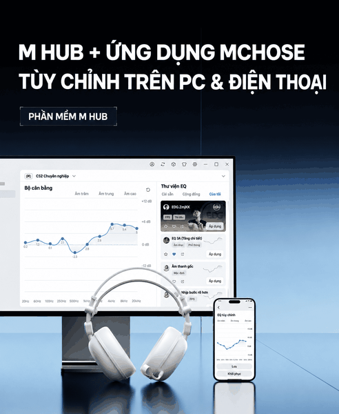 Tai nghe gaming không dây MCHOSE R9 – Siêu nhẹ 235g, Driver 53mm, THX Spatial Audio