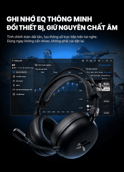 Tai nghe gaming không dây MCHOSE R9 – Siêu nhẹ 235g, Driver 53mm, THX Spatial Audio