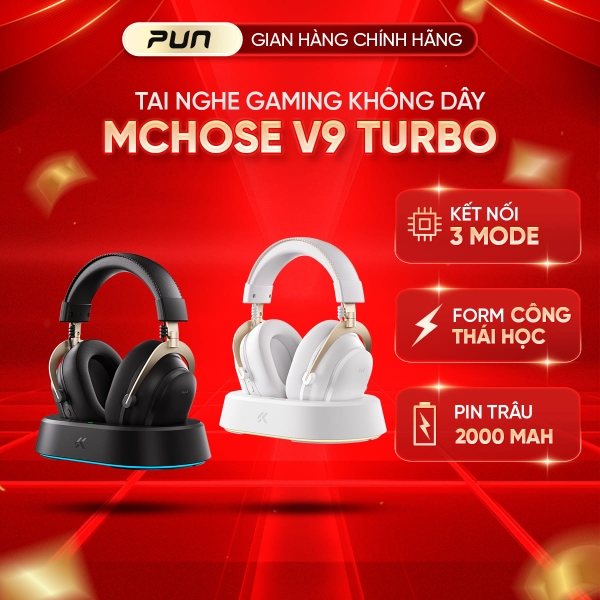 Tai Nghe Gaming Không Dây MCHOSE V9 Turbo+ 7.1 Wireless AI Noise Cancelling Chính Hãng