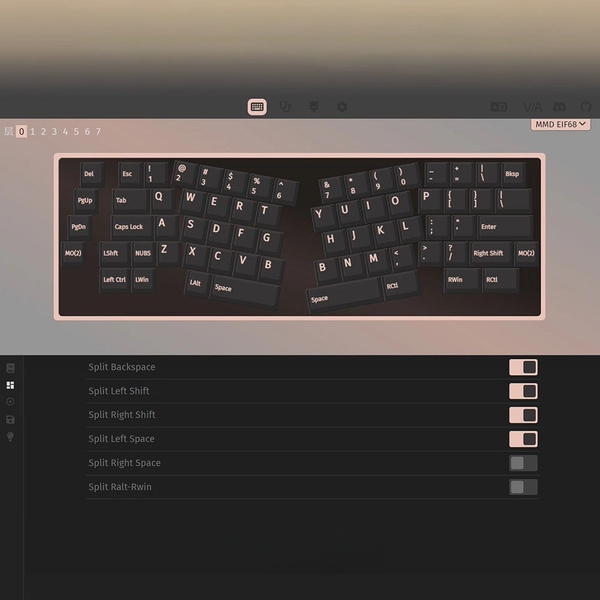 Bàn phím cơ MMD EIF68 Alice Ergo | Vỏ Nhôm CNC - 3 Mode - Hỗ trợ QMK/VIA