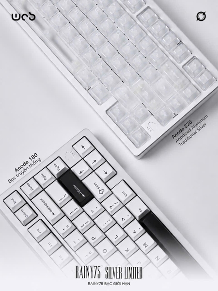 Bàn Phím Cơ Rainy75 Bạc Giới Hạn – Anode 220 Mesh Cao Cấp | Switch Snow-top | Keycap Mờ Trong Suốt