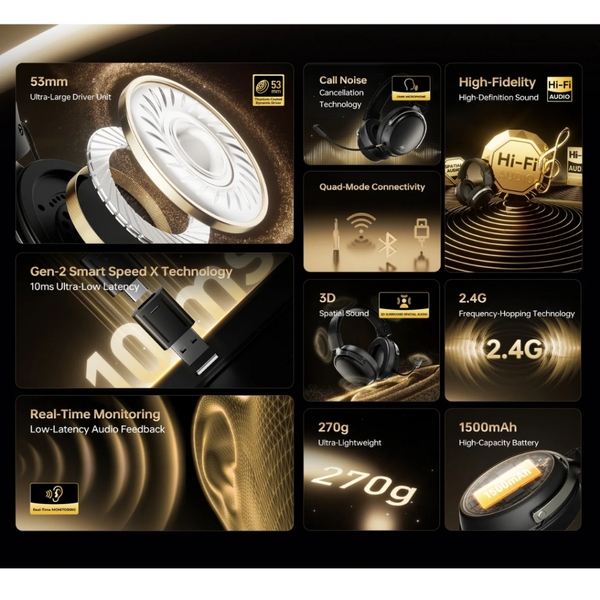 Tai Nghe ATK N9 Pro / N9 Ultra Wireless | 4 Mode - Pin 130H - Âm 7.1