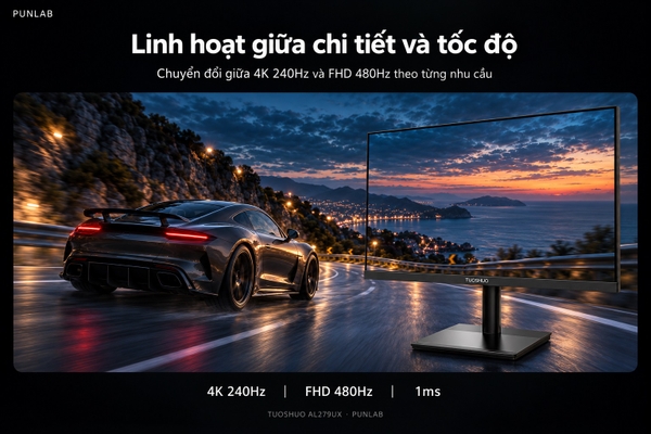 Màn hình Đồ họa & Gaming Tuoshuo AL279UX 27 inch | Nano IPS Black | Dual Mode (4K-240Hz / FHD-480Hz) | 1ms | HDR600
