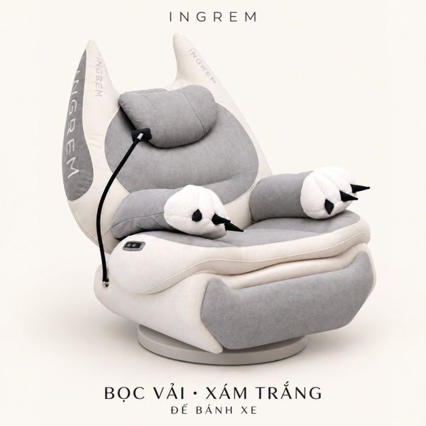 [Đặt trước] Ghế sofa thư giãn chỉnh điện INGREM Mèo Béo – Bọc vải và bọc da