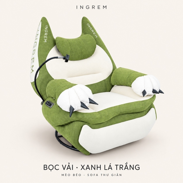 [Đặt trước] Ghế sofa thư giãn chỉnh điện INGREM Mèo Béo – Bọc vải và bọc da
