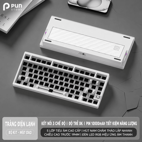 [CHÍNH HÃNG - FULL VAT] Bàn Phím Cơ WEIKAV NUT75 CNC Nhôm 3 Mode | Dual 8K | Pin 10.000mAh | Gasket Mount