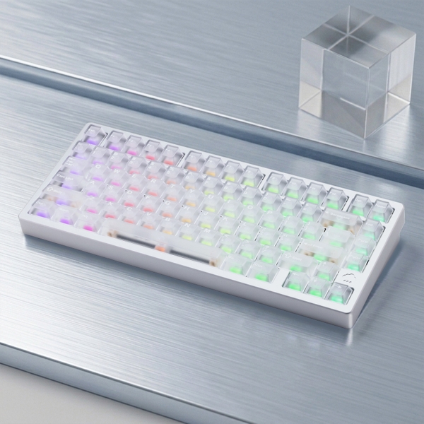 Bàn phím cơ WOBKEY Rainy 75 Pro Mithril Silver – RGB, 3 chế độ