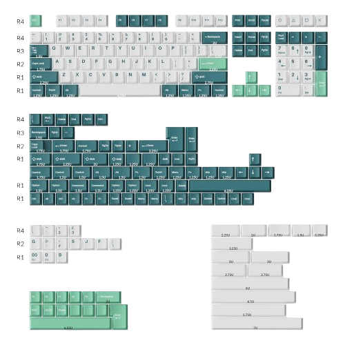 Bộ Keycap Keychron Mint White PBT Double-Shot Cherry Profile