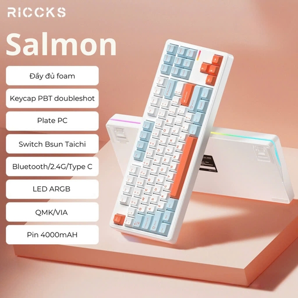Bàn phím cơ Riccks RS8 - Layout TKL hỗ trợ QMK/VIA quốc dân mới