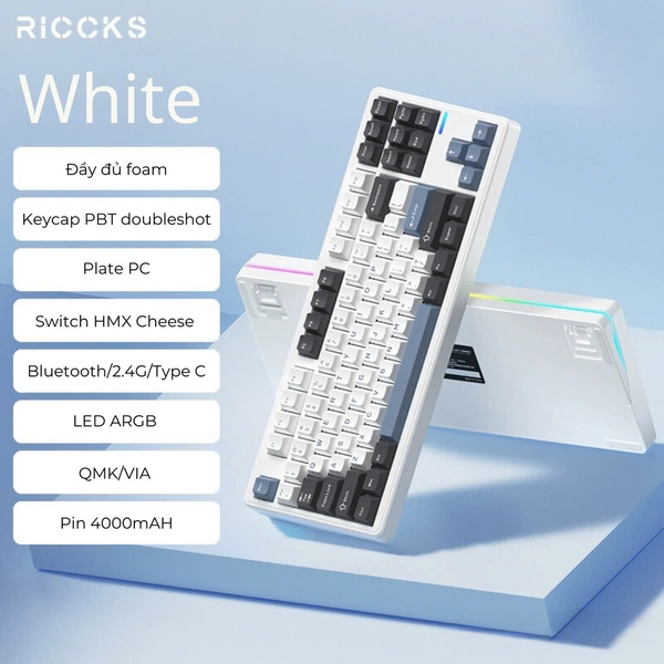 Bàn phím cơ Riccks RS8 - Layout TKL hỗ trợ QMK/VIA quốc dân mới