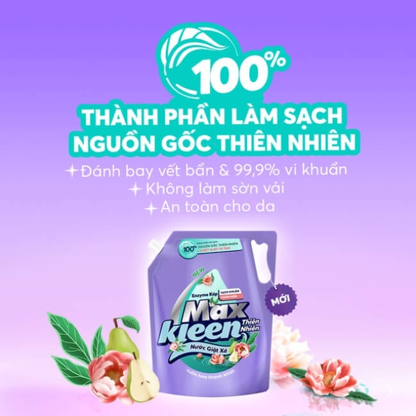 Túi Nước Giặt Xả MaxKleen Thiên Nhiên Vườn hoa thanh khiết 3.6kg