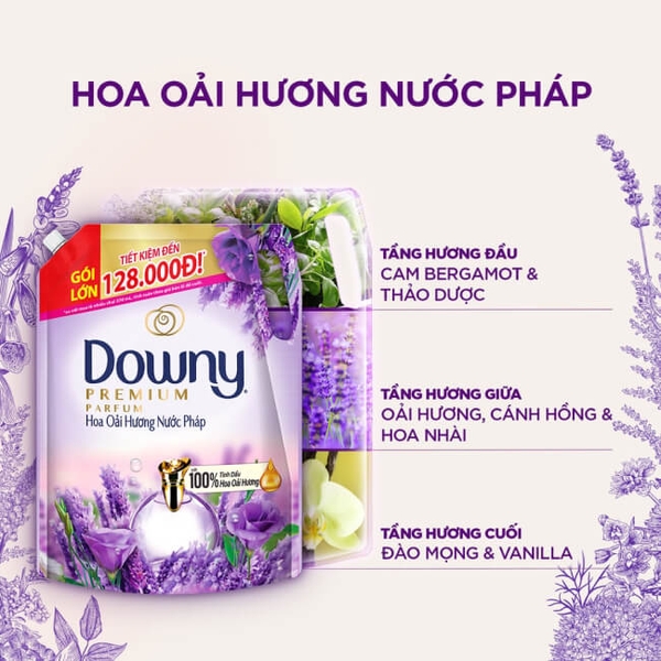 Nước xả vải Downy hương hoa Oải Hương nước Pháp