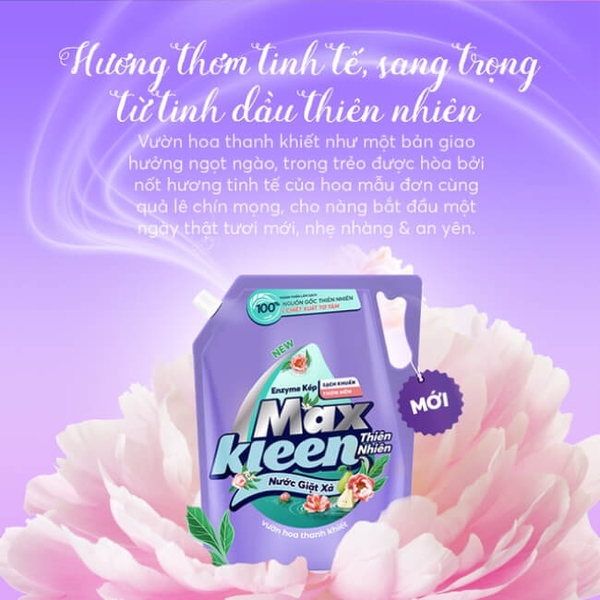 Túi Nước Giặt Xả MaxKleen Thiên Nhiên Vườn hoa thanh khiết 3.6kg