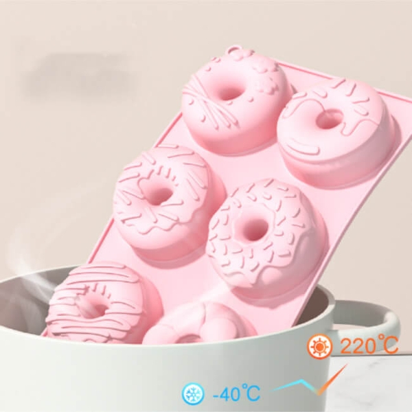 Khuôn silicone 6 Lỗ Làm Bánh donut Chịu Nhiệt Cao Tiện Dụng