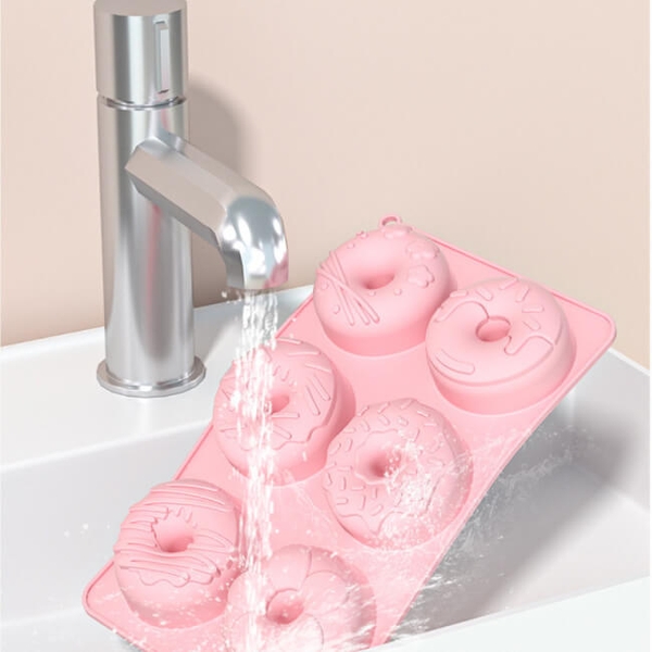 Khuôn silicone 6 Lỗ Làm Bánh donut Chịu Nhiệt Cao Tiện Dụng