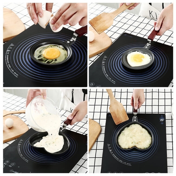 Chảo chiên trứng, làm bánh xinh xắn tạo hình trái tim, ngôi sao