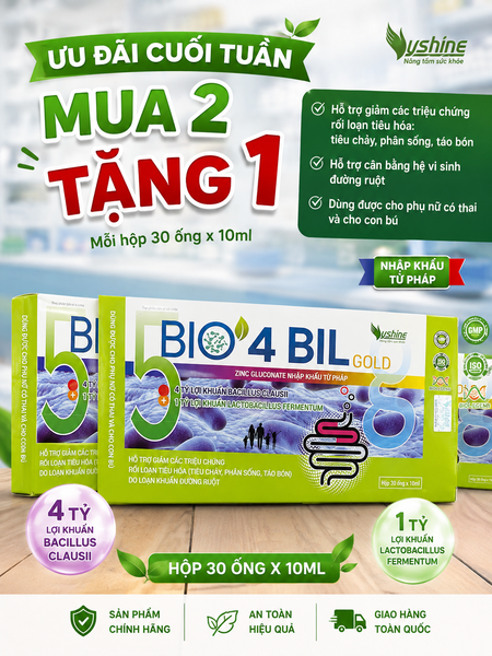 BIO 4 BIL GOLD – Bổ sung lợi khuẩn, hỗ trợ giảm rối loạn tiêu hóa – Hộp 30 ống x 10ml
