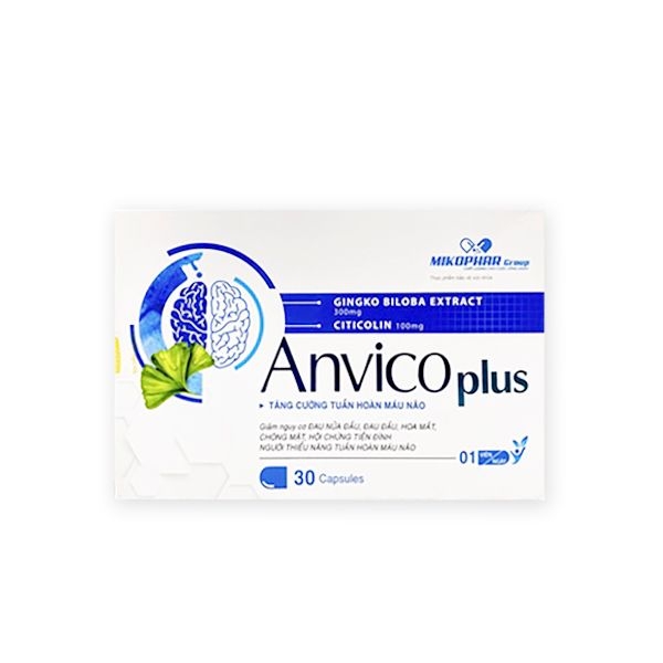Tăng cường tuần hoàn máu não Anvico Plus (Mikophar) hộp 3 vỉ x 10 viên