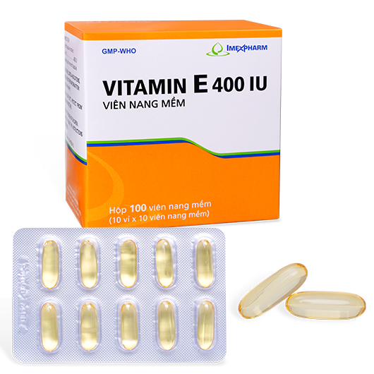 Thuốc Pms-Vitamin E 400IU Imexpharm điều trị tình trạng thiếu vitamin E (10 vỉ x 10 viên)