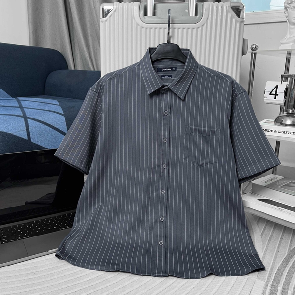 Áo Sơ Mi BIGSIZE Oxford Kẻ Sọc Xám chì