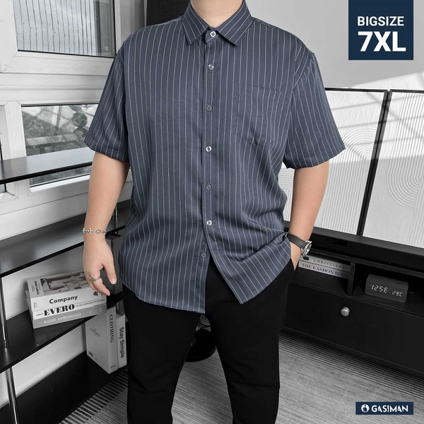 Áo Sơ Mi BIGSIZE Oxford Kẻ Sọc Xám chì