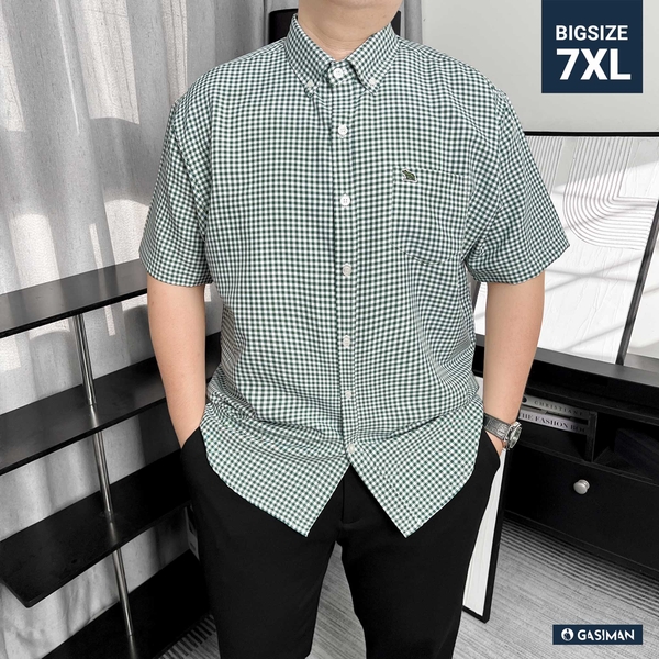 Áo Sơ Mi Bigsize Oxford Caro Nhí Xanh Rêu