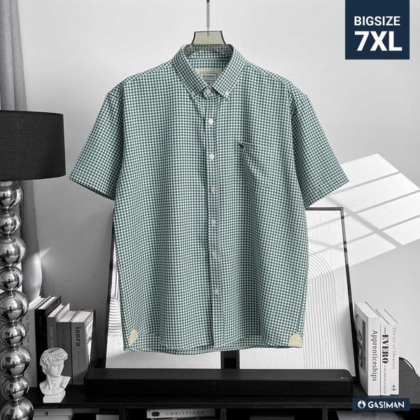 Áo Sơ Mi Bigsize Oxford Caro Nhí Xanh Rêu