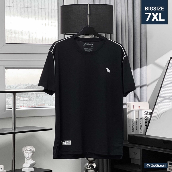 Áo thun Thể thao Big size Phối viền vai Màu Đen