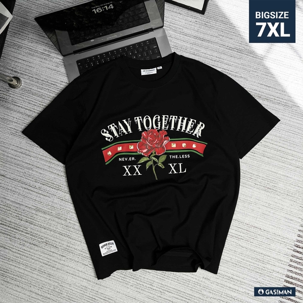 Áo Thun GASI Đen In Hoa Hồng Đỏ