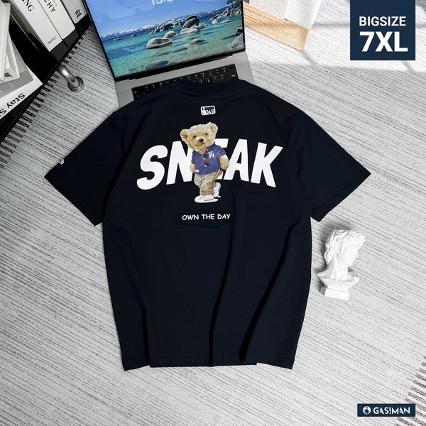 Áo thun Gasi Xanh Đen in Gấu Sneaker