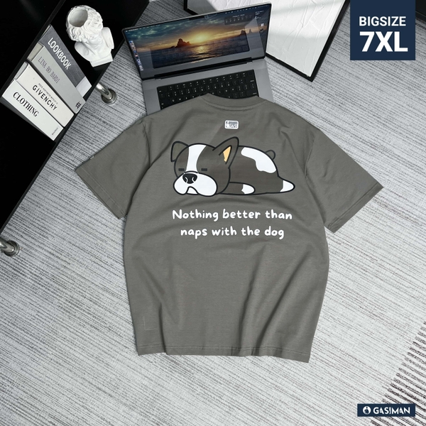 Áo thun Gasi Xám xi măng Chó Cute