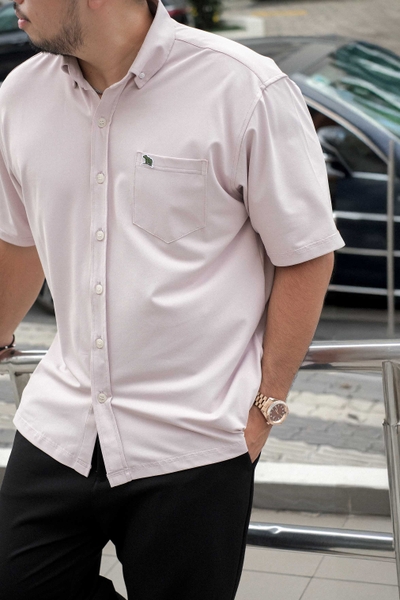 Áo Sơ mi Bigsize Nano Co giãn 4 chiều màu Tím nhạt