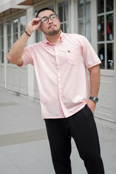 Áo Sơ Mi Bigsize Nano Co Giãn 4 Chiều Màu Hồng