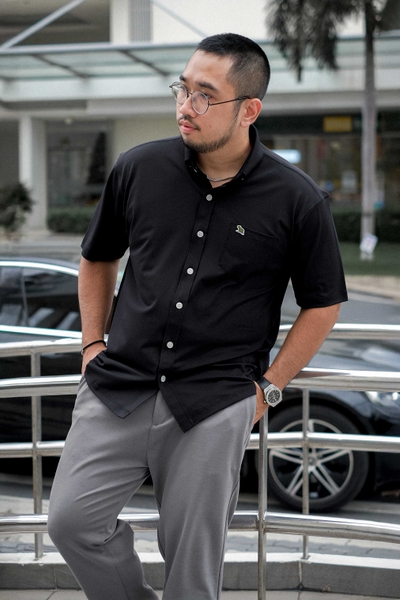 Áo Sơ mi Big size Flex Co giãn 4 chiều màu Đen