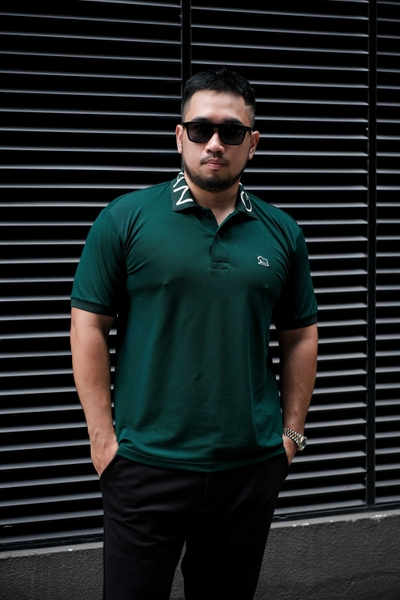 Áo Polo Cổ Chữ GASI Xanh Rêu