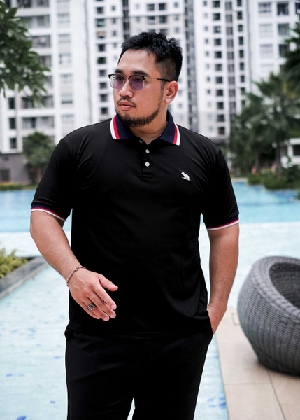 Áo Polo Bigsize Màu Đen Thêu Gấu Phối cổ 3 màu
