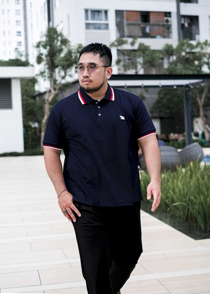 Áo Polo Bigsize Màu Xanh đen Thêu Gấu Phối cổ 3 màu