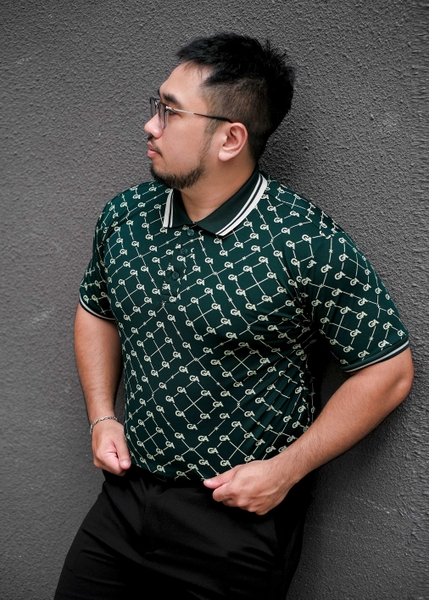Polo BigSize Royal Sailor Monogram Màu Xanh Rêu