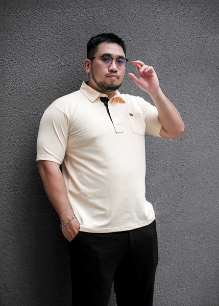 Áo Polo Big size Classy có Túi màu Be