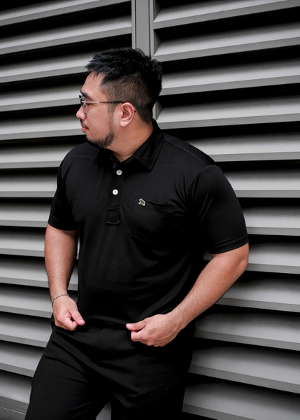Áo Polo Big size Classy có Túi màu Đen