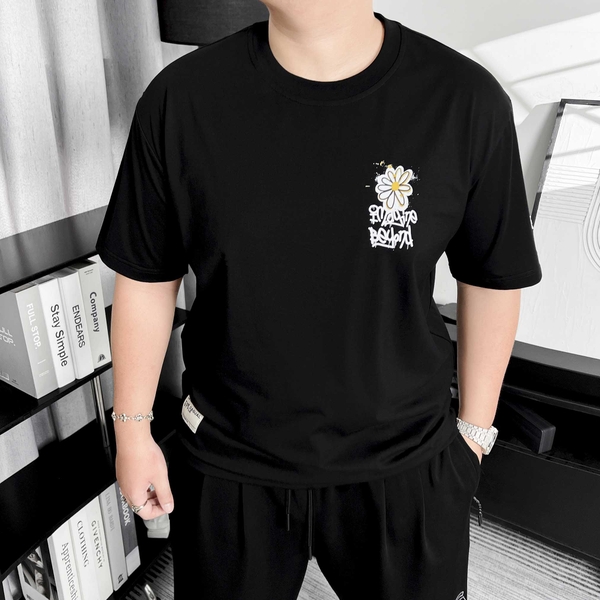 Áo thun Gasi Đen Hoa cúc sơn