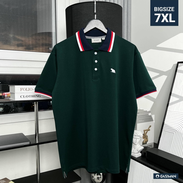 Áo Polo Bigsize Màu Xanh rêu Thêu Gấu Phối cổ 3 màu