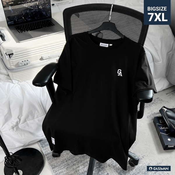Áo thun Bigsize Thêu logo GA Xẻ tà Màu Đen