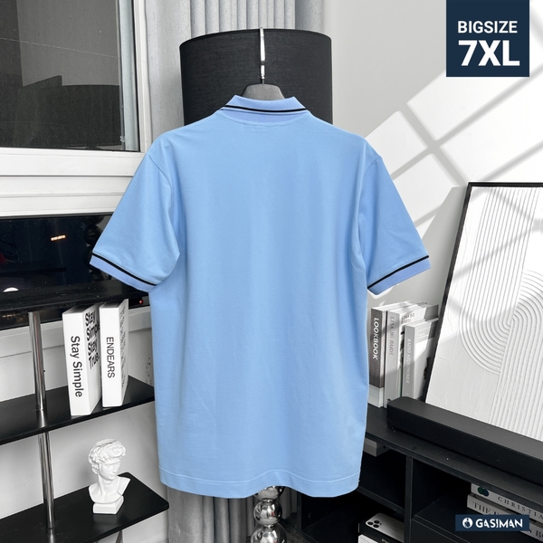 Áo Polo Bigsize Cổ Trụ phối Viền giấu nút Màu Xanh biển