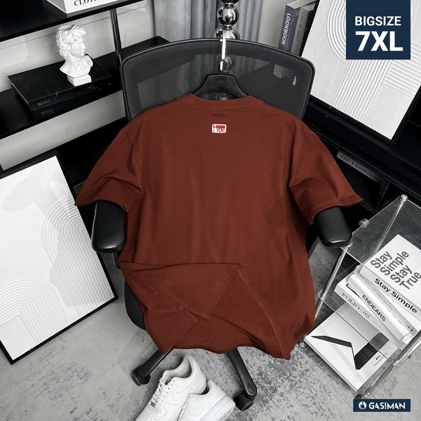 Áo thun Bigsize Thêu logo GA Xẻ tà Màu Nâu đỏ gạch
