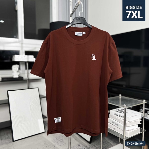 Áo thun Bigsize Thêu logo GA Xẻ tà Màu Nâu đỏ gạch