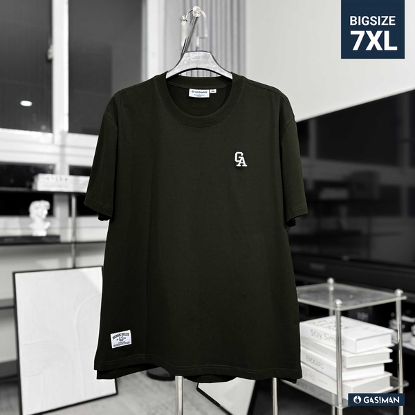Áo thun Bigsize Thêu logo GA Xẻ tà Màu Xanh rêu