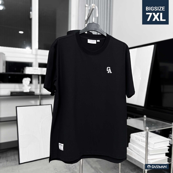 Áo thun Bigsize Thêu logo GA Xẻ tà Màu Đen