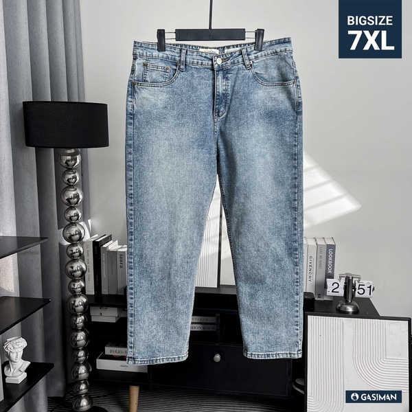 Quần Jean dài Bigsize phom Suông Màu Xanh Nhạt